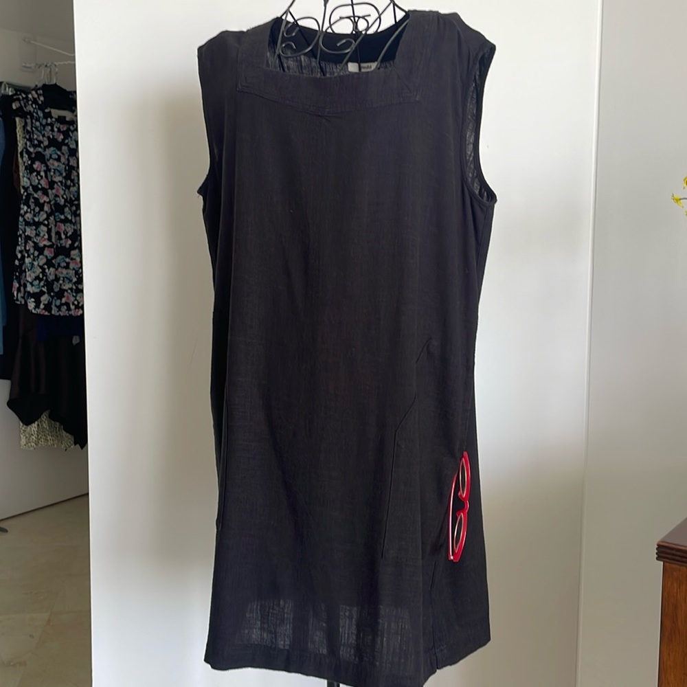 SPLENDID BLACK LINEN PULLOVER DRESS